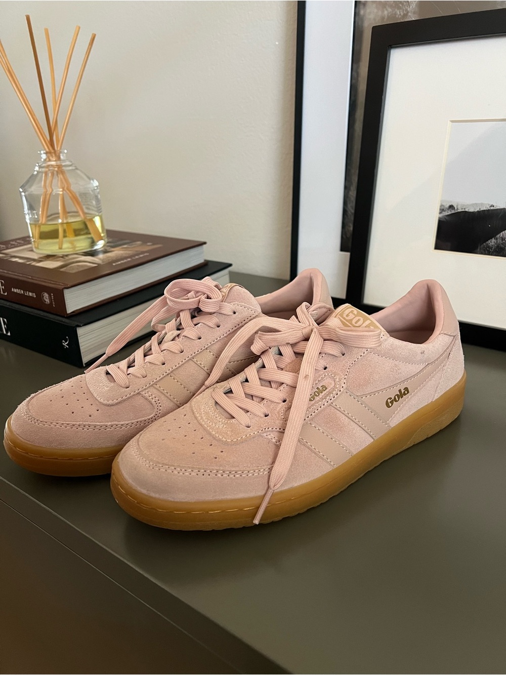 Gola Women's Blush Suede Sneakers with Gum Sole